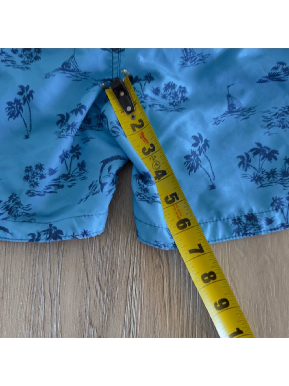 RS Island Inspired Resortwear Men Size L Swim Trunks Palm Trees Whales Blue - Picture 5 of 11